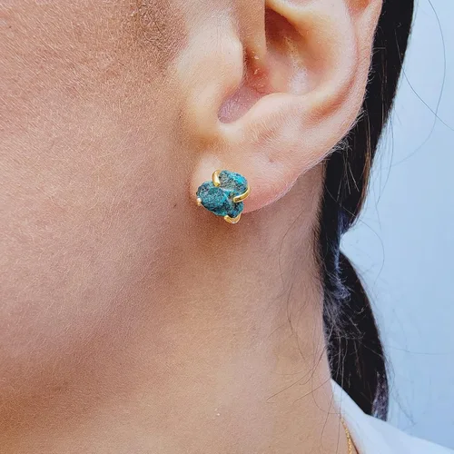 Miniatura 87 de Aretes de piedra preciosa natural en bruto con oro amarillo sobre plata de ley 925, 6 a 0.276 in, regalo de piedra de nacimiento de calidad genuina