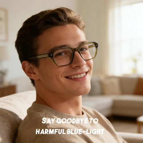 Miniatura 6 de Dollger Blue Light Glasses Men Vintage Thick-Framed Rectangle Non-Prescription, For Computer,Gaming, Phone Use