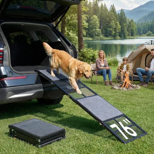 Rampa para perros para automóvil, 76 x 20 pulgadas, rampa extra ancha para perros grandes, rampa antideslizante para perros con 2 almohadillas