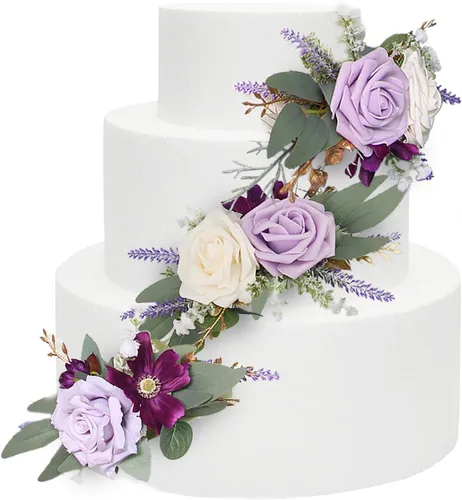 Miniatura 16 de Rinlong 3 piezas de decoración de pastel de flores azules para bebé, decoraciones de pastel, topper de pastel para boda, decoración de pastel