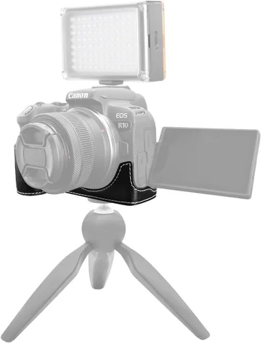 Miniatura 7 de Rieibi Funda EOS R10 - Media funda de piel sintética de calidad para cámara sin espejo Canon EOS R10 - Negro