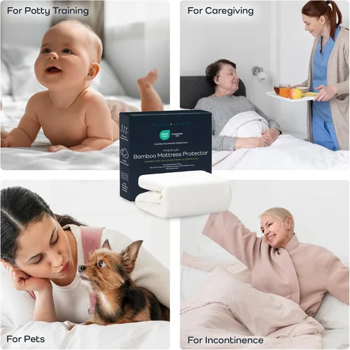 Miniatura 9 de Olive + Crate Protector de colchón de bambú 100% viscosa, funda de colchón de refrigeración ecológica, protección hipoalergénica impermeable