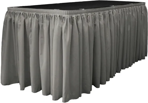Miniatura 5 de LA Linen Falda de mesa de popelina de poliéster para mesas rectangulares, tela plisada para banquetes de boda, 14 pies por 29 pulgadas de largo