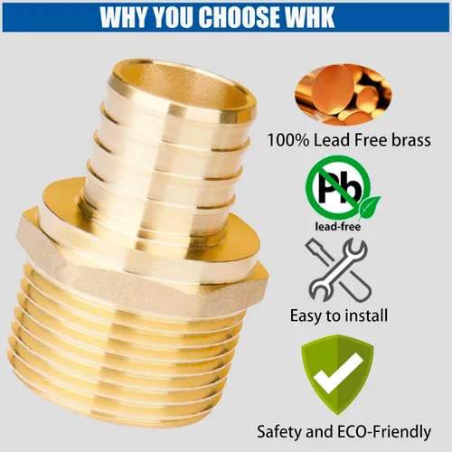 Miniatura 3 de WHK Paquete de 6 adaptadores PEX-B macho NPT (MNPT) de 1 pulgada x 1 pulgada