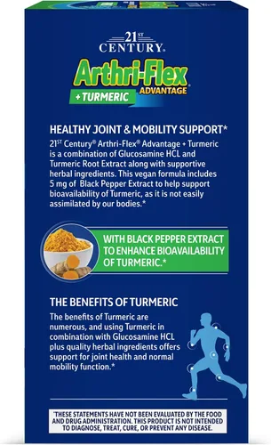 Miniatura 6 de 21st Century Arthri-Flex Advantage Plus - Cúrcuma vegana de glucosamina para articulaciones y movilidad con boswellia, ácido hialurónico y pimienta