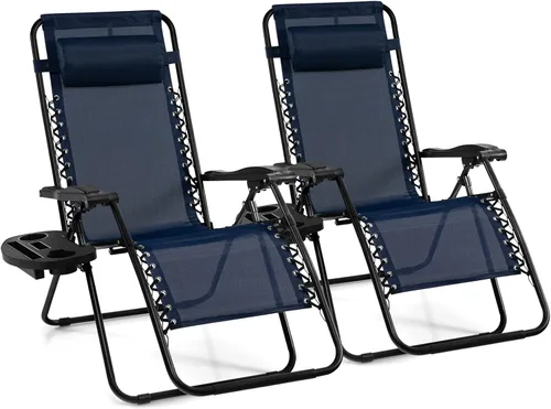 Miniatura 14 de Giantex Zero Gravity - Silla reclinable para patio al aire libre con portavasos y almohada extraíble, respaldo ajustable, silla de salón