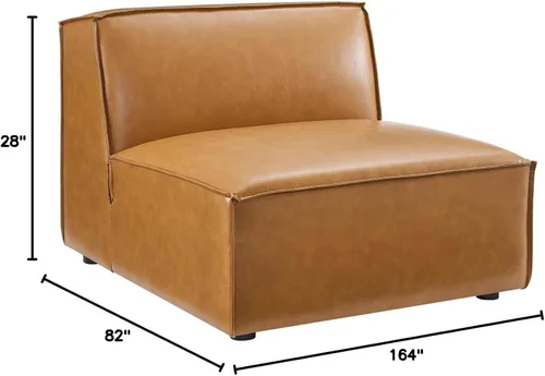 Miniatura 3 de Modway Restore - Sofá seccional de cuero vegano de 6 piezas en color marrón