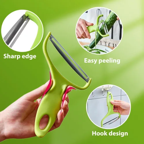 Miniatura 2 de Pelador de verduras de acero inoxidable, nuevas herramientas de cocina 2024, pelador de boca ancha para verduras y frutas, pelador multifuncional