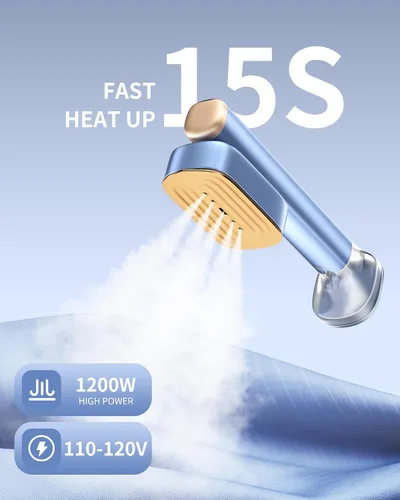 Miniatura 3 de MIYOKO Vaporizador de ropa 2 en 1, plancha de vapor de mano de 1200 W con dos tanques de agua (3.38 y 6.09 Oz.), calentamiento rápido de 15 s, vapor