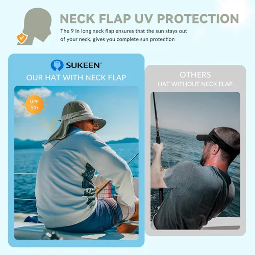 Miniatura 4 de Sukeen Cooling Sun Hat for Men Women UPF50+ Wide Brim Fishing Hat with Neck Flap Adjustable Foldable Bucket Hat for Hiking