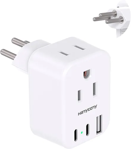 Miniatura 10 de Adaptador de enchufe de viaje europeo USB C, adaptador de enchufe internacional HANYCONY de EE. UU. a Europa, enchufe de 2 tomas, 3 puertos USB