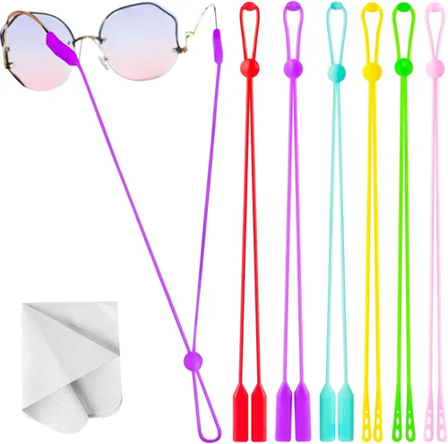 Miniatura 8 de BILIONE 6 correas ajustables para gafas, soporte de silicona antideslizante para gafas para mujeres y hombres, correa para gafas deportivas