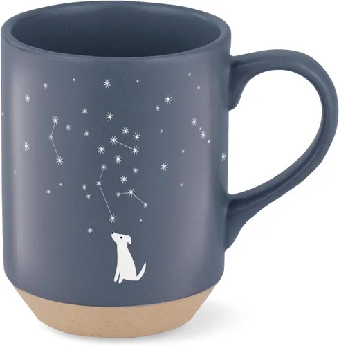 Fringe Studio Celestial Dog - Taza de cerámica para perro, 12 onzas líquidas, azul marino, 429017 Perro celestial
