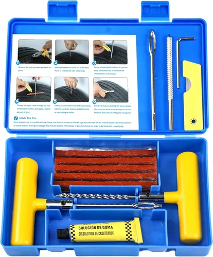 Miniatura 8 de Kit de reparación de neumáticos con tapones, kit de tapones de neumáticos de servicio pesado profesional para automóvil, ATV, motocicleta, camión