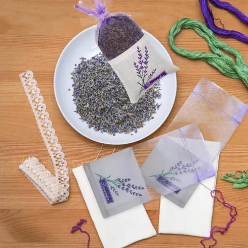 Miniatura 5 de Bolsas de bolsita de lavanda: 30 unids bolsas vacías bolsitas, bolsas de gasa de fragancia de impresión de flores para brotes Lagerung