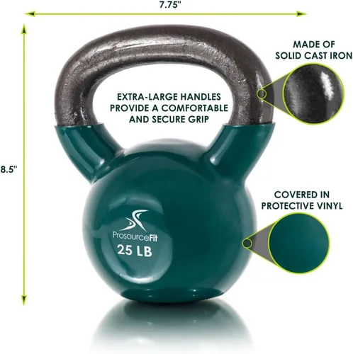 Miniatura 2 de ProsourceFit Vinyl Coated Cast Iron Kettlebells for Full Body Fitness Workouts