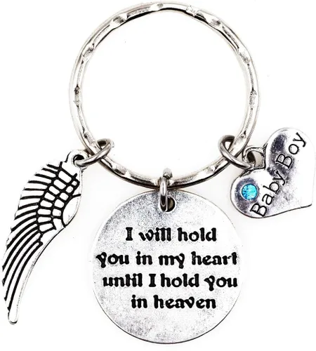 Miniatura 6 de Llavero con texto en inglés "I Will Hold You in My Heart Until I Hold You in Heaven Angel Wing Family Charm Veterans Luurn Grief Sympathy