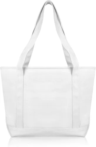 Miniatura 5 de DALIX Bolso de mano diario de algodón premium, Blanco, Talla única