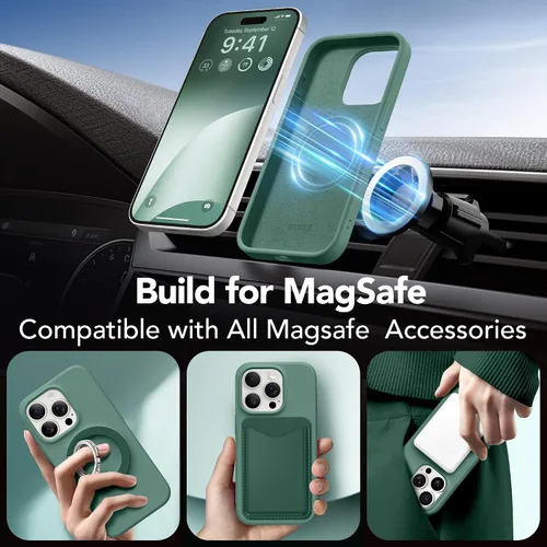 Miniatura 405 de GONEZ Funda de silicona para iPhone 15 Pro Max, compatible con Magsafe, protector de cámara + protector de pantalla, forro de microfibra suave