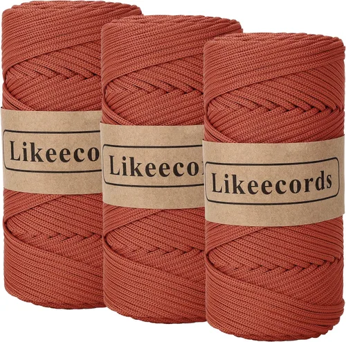 Miniatura 8 de Likeecords Cordón de macramé trenzado de poliéster de 0.157 in, 140 yardas/426 pies, hilo elástico para bolsa de ganchillo para manualidades, Verde