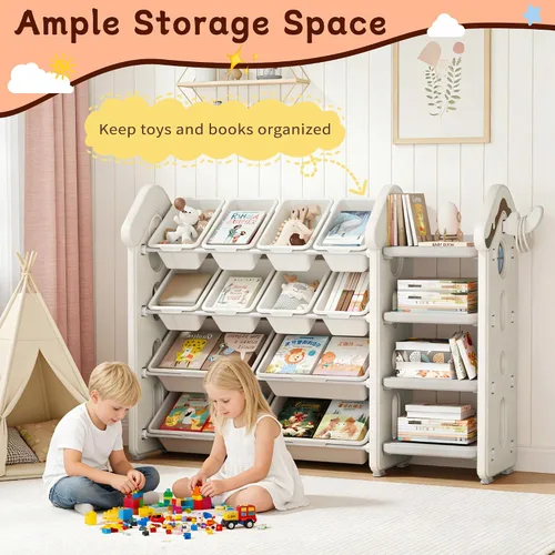 Miniatura 7 de Pipleo Organizador de almacenamiento de juguetes para niños con 12 contenedores extraíbles, organizadores de juguetes y almacenamiento