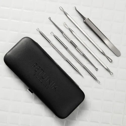 Petunia Skincare 5 piezas removedoras de puntos negros y acné Trata específicamente imperfecciones, barros, espinillos y puntos blancos Incluye caja