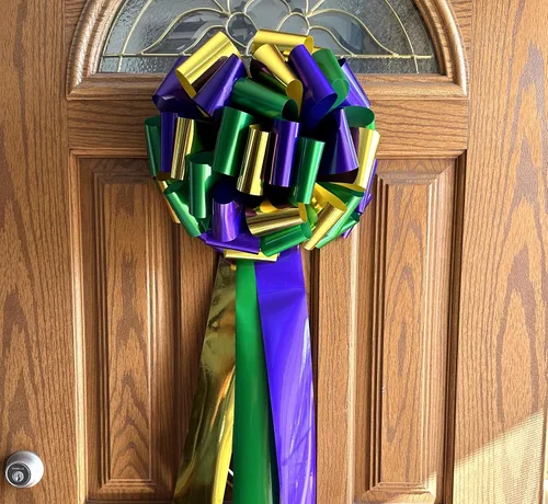 Miniatura 4 de Arco grande para automóvil Mardi Gras, 14 pulgadas de ancho, dorado metálico, morado y verde, decoración de carnaval, aniversario, cumpleaños, Rojo