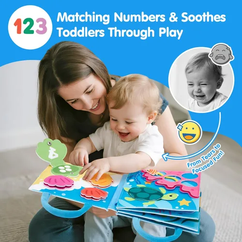 Miniatura 7 de hahaland Libro de actividades sensoriales Montessori para niños pequeños de 1 a 3 años, juguete de viaje para niños de 1, 2 y 3 años, juguete
