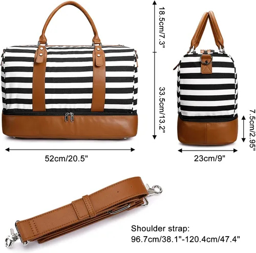 Miniatura 6 de Newshows Bolsa de viaje para mujer con manga para equipaje, Raya Negra (Black Stripe)), Newshows SM04V949A