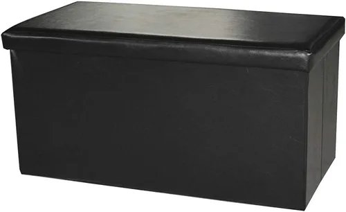 Miniatura 4 de Attraction Design Banco otomano de almacenamiento de piel sintética, taburete reposapiés plegable, asiento acolchado, cubo de almacenamiento, banco