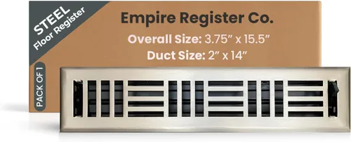 Miniatura 20 de Empire Register Co, Registro de piso de acero - 2x10 pulgadas, diseño Art Nouveau, acabado negro texturizado, rejillas de ventilación de piso