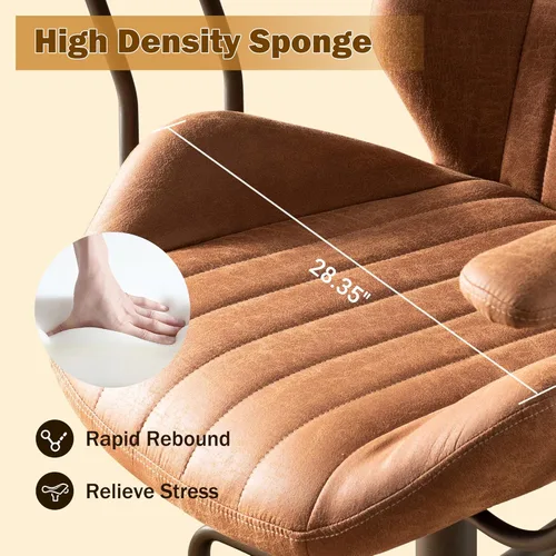 Miniatura 6 de Silla de oficina en casa, silla ergonómica para computadora con soporte lumbar, altura ajustable, silla de oficina moderna de mediados de siglo