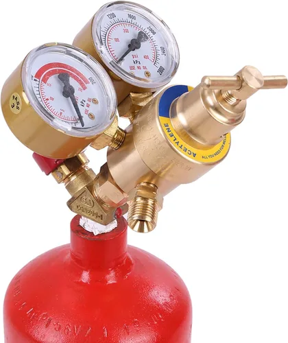 Miniatura 7 de Kit de antorcha de oxiacetileno, soplete de soldadura Boquilla de latón de tubo largo con reguladores de calibre Antorcha de soldadura de gas