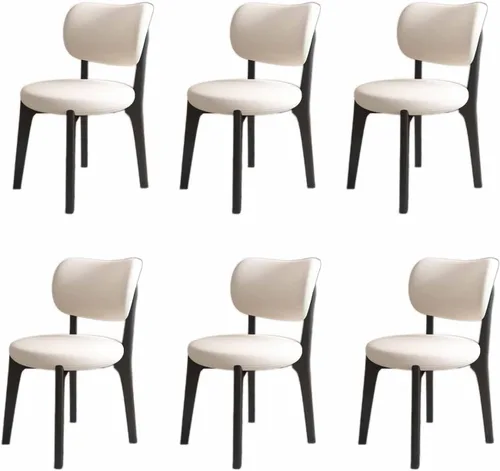 Miniatura 47 de Juego de sillas de comedor de madera modernas con respaldo curvado, sillas de cocina tapizadas con marco de madera, sillas laterales sin brazos