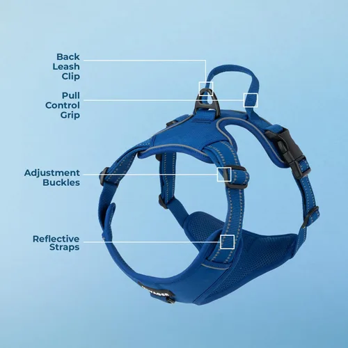 Miniatura 5 de Voyager por Best Pet Supplies – Arnés delantero ajustable sin tirones con tecnología reflectante 3M Arnés (nailon celosía azul real)