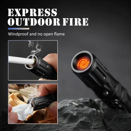 Miniatura 4 de Bolígrafo táctico de defensa personal militar EDC, negro Glass Breaker, Bottle Opener, Emergency Heater, Multi Tool Survival Pen, For Men Women