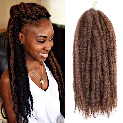 Miniatura 6 de 1 paquete de 18 pulgadas Marley trenzado de cabello trenzado Marley Twist Braids Hair Long Afro Kinky Marley para Butterfly Locs Crochet Hair (1B#)