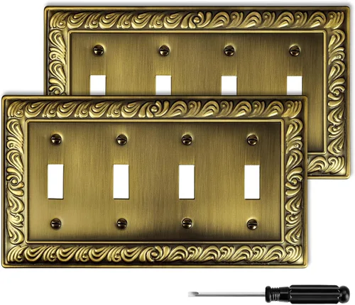 Miniatura 11 de Placa Decorativa de Pared de Latón Antiguo Cubierta de Interruptor de Luz Cubiertas de Enchufe Decorativo Placas de Interruptor Basculante