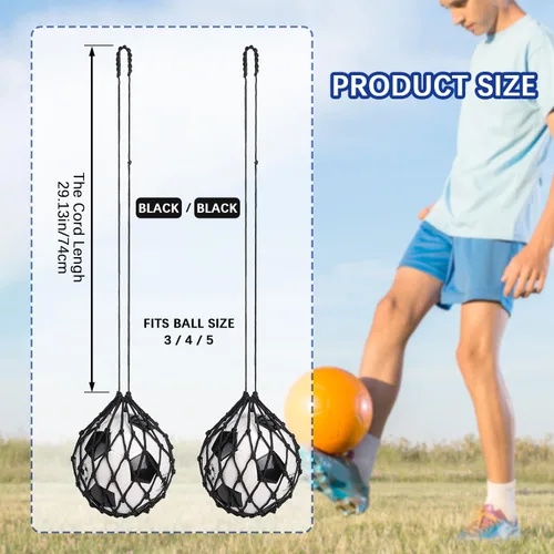 Miniatura 2 de TOBWOLF Football Kick Trainer, Soccer Return Trainer Net Fits Ball Size 3, 4, 5, Hands-Free Soccer Kick Throw Training Aid