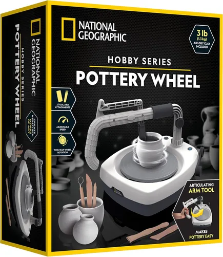 NATIONAL GEOGRAPHIC Hobby - Kit de rueda de cerámica de velocidad variable de 8 pulgadas para adultos y adolescentes con innovadora herramienta de