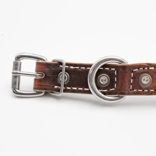 Miniatura 2 de Leerburg 's Amish Soft Latigo - Cuello de cuero de 1 pulgada de ancho (tamaños para cuellos de 15 a 21 pulgadas) con herrajes de acero inoxidable