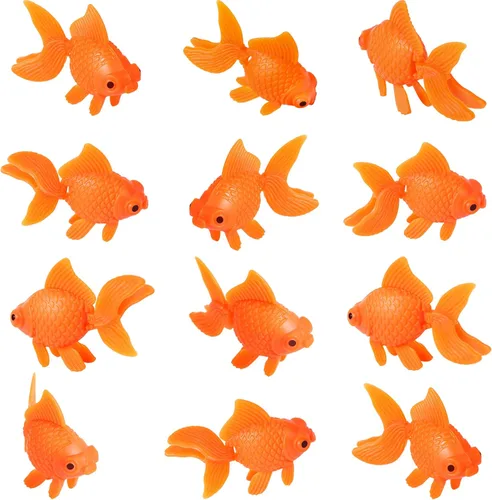 12 piezas de peces artificiales falsos para acuario, pecera de peces, terrario, decoración flotante en movimiento, adorno de pez dorado de plástico