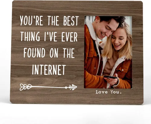 Miniatura 7 de FONDCANYON Marco de fotos con texto en inglés "You Are the Best Thing I've Ever Found on the Internet", marco de fotos para parejas, regalos