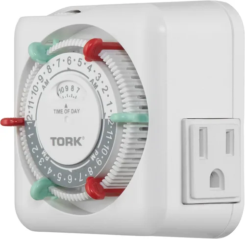 Miniatura 8 de NSi Industries TORK RTN312 temporizador mecánico de enchufe para interiores, resistente, de 15 A, con programación de 24 horas – con interruptores