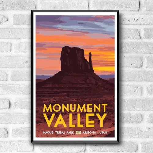 Miniatura 2 de GO SEE DESIGN Monument Valley - Póster de viaje estilo vintage, 8 x 10, 12 x 18, 18 x 24, 24 x 36 pulgadas, impresión artística estilo WPA