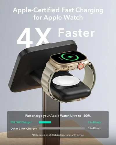 Miniatura 2 de ESR Estación de carga inalámbrica 3 en 1 para Apple [certificado], cargador portátil para Apple Watch y soporte de cargador MagSafe, cargador