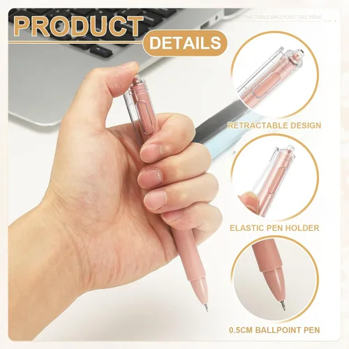 Miniatura 3 de PATIKIL Paquete de 12 bolígrafos retráctiles de 0.020 in, bolígrafos de tinta de gel negra, bolígrafo retráctil, punta fina, escritura suave, lindos