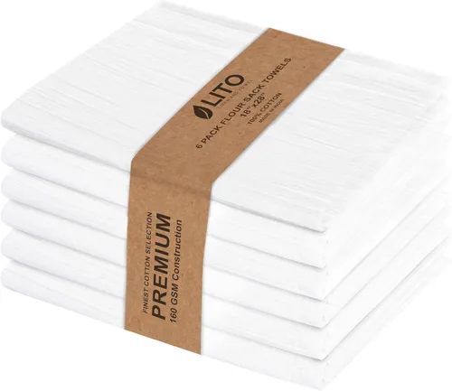 Miniatura 41 de Toallas de saco de harina Toalla de té para manualidades, plato de cocina, toalla de algodón en blanco para bordado, funda de lino para hornear