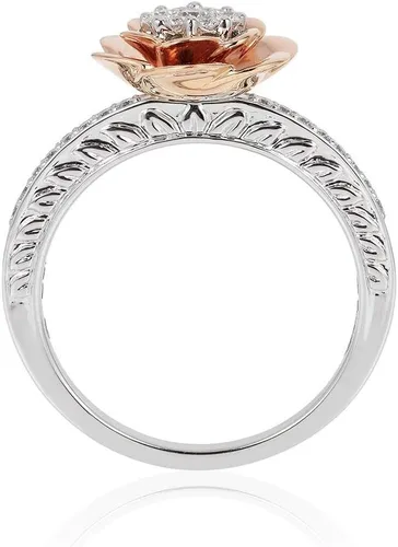 Miniatura 4 de Jewelili Enchanted Disney Fine Jewelry Anillo compuesto de oro rosa de 14 quilates sobre plata esterlina 1/4 Cttw Belle Rose
