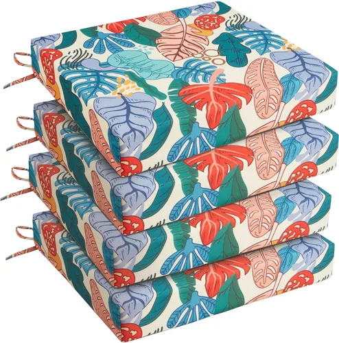 Miniatura 25 de UNIKOME Cojines para sillas de exterior, resistentes al agua, con lazos, relleno de esponja de alta densidad, cojines de asiento cuadrados